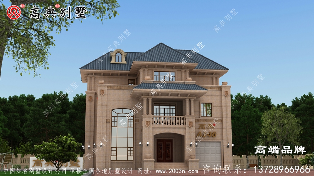 復式的三層別墅,非常適合我們農村自建,而且外帶車庫