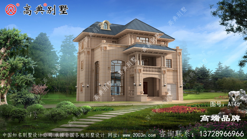 復式的三層別墅,非常適合我們農村自建,而且外帶車庫